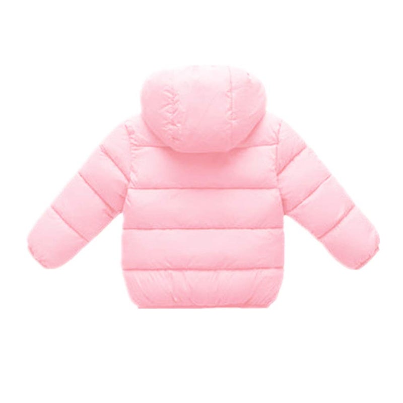 Kimjun Toddler Baby Hooded Down Jacket Boys Girls Kids Thicken Warm Winter Coat Outerwear 1-7t (Pink, 18-24 Months) - Image 2